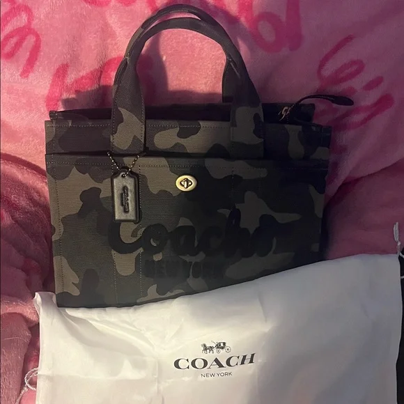 Coach Green and Black Camouflage Tote - Picture 2 of 10